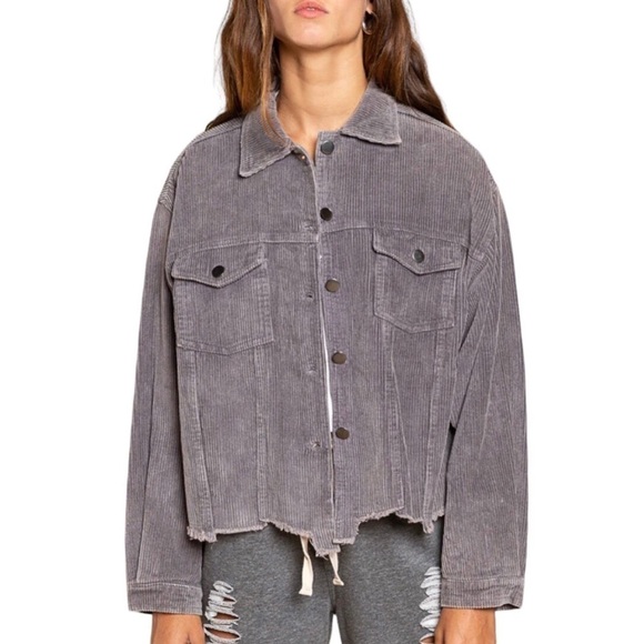 POL Destroyed Hem Corduroy Jacket - Picture 1 of 16